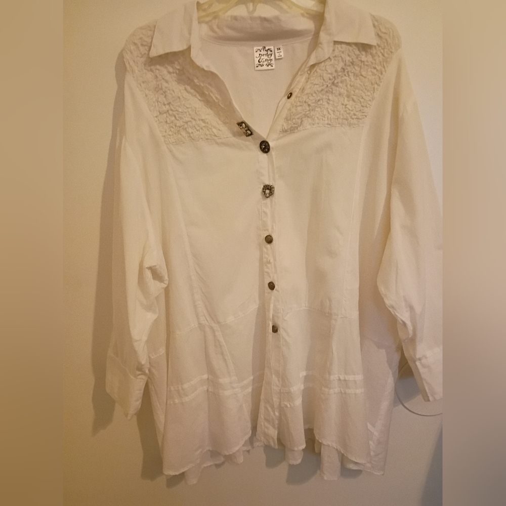 Parsley & Sage‎ White 100% Cotton Blouse Sz 3x